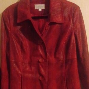 Erin London Vibrant Red Leather Jacket